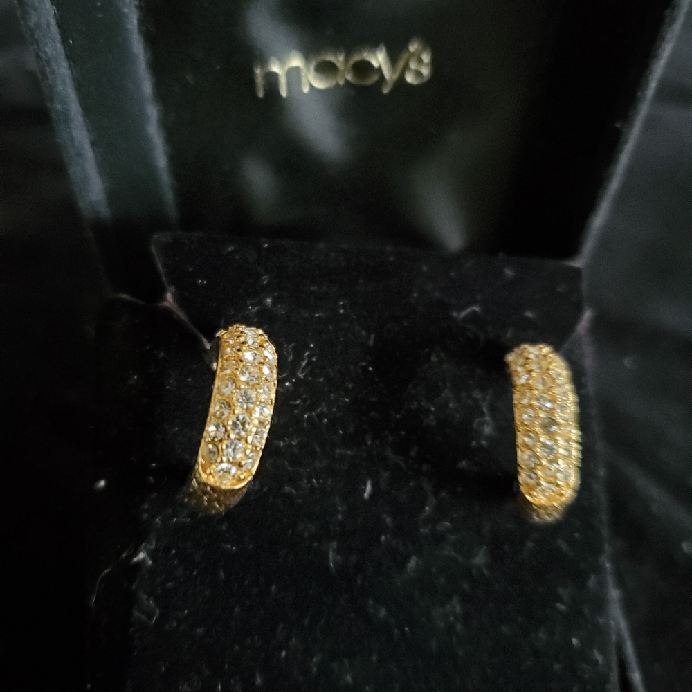 Gold plated and rhinestone earrings
